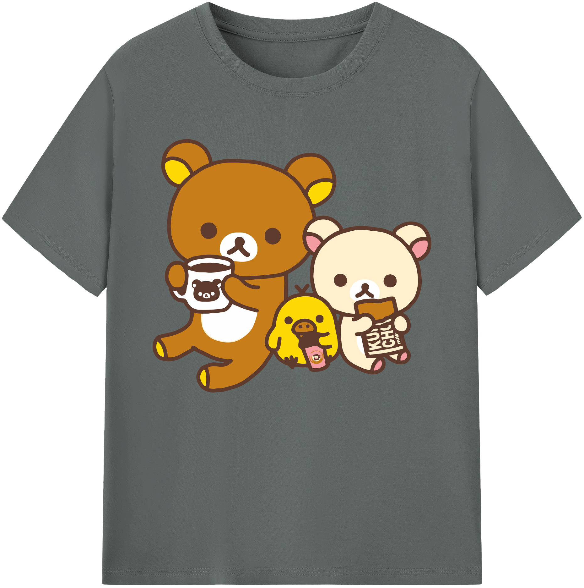 （画像用） リラックマ リラックマ キイロイトリ Rilakkuma Korilakkuma Kiiroitori 綿100％ メンズ半袖Tシャツ｜肌触りやわらか＆通気性